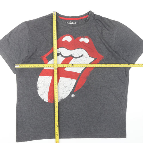 The Rolling Stones Men's Grey Graphic Band T-Shirt L