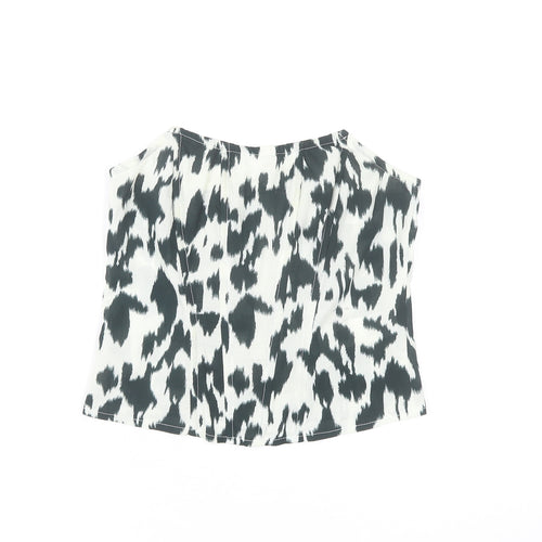 Missguided Women’s Black White Animal Print Halter Tank Top Size 8