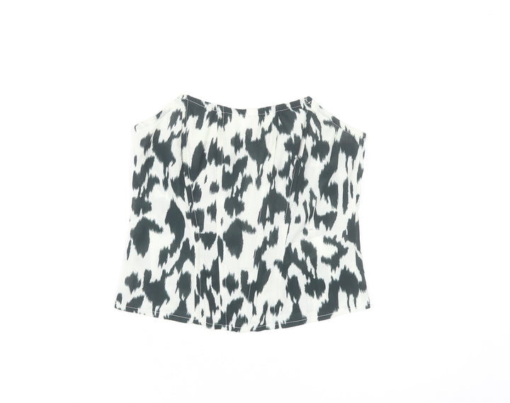 Missguided Women’s Black White Animal Print Halter Tank Top Size 8