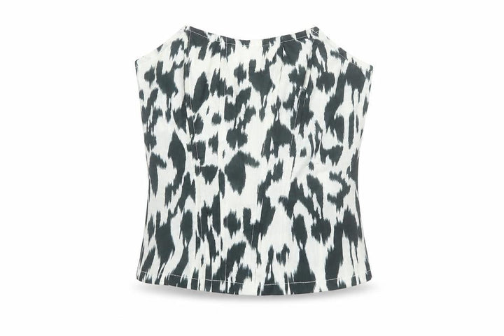 Missguided Women’s Black White Animal Print Halter Tank Top Size 8