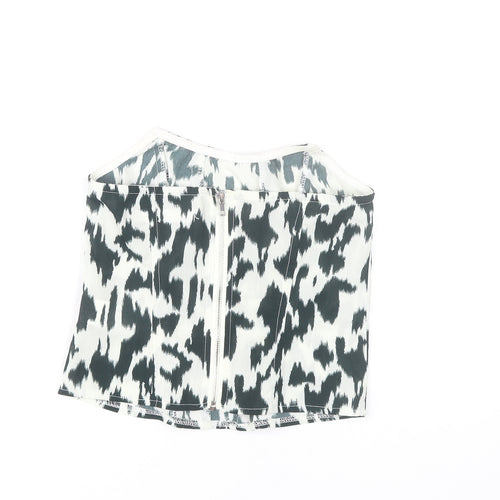 Missguided Women’s Black White Animal Print Halter Tank Top Size 8