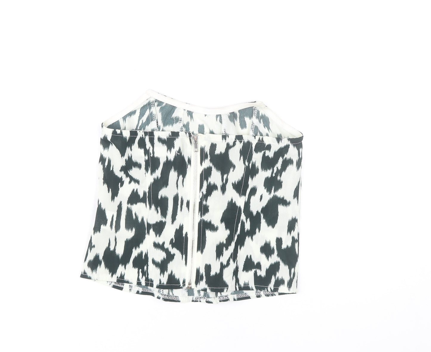 Missguided Women’s Black White Animal Print Halter Tank Top Size 8