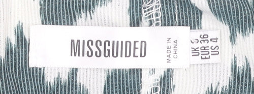 Missguided Women’s Black White Animal Print Halter Tank Top Size 8