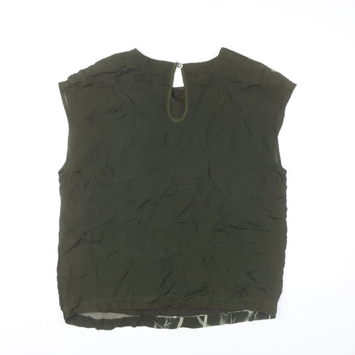 Coster Copenhagen Womens Green Sleeveless Floral Embroidered Blouse Size 8