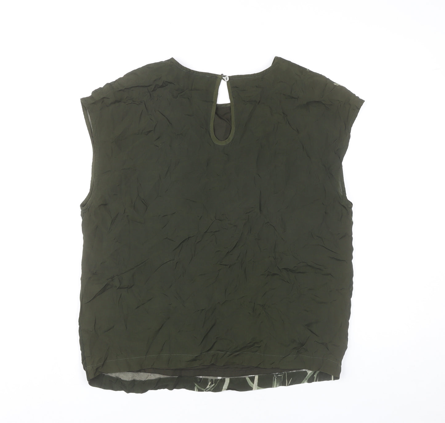 Coster Copenhagen Womens Green Sleeveless Floral Embroidered Blouse Size 8