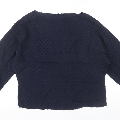 Zara Womens Blue Polka Dot Long Sleeve Tunic Blouse Size S