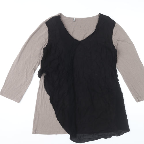 Marella Women’s Black Beige XL Tunic Blouse Viscose Blend