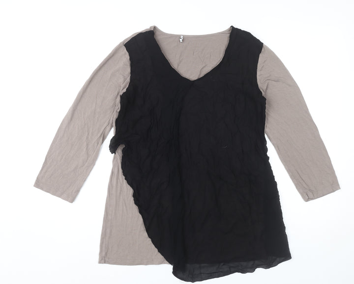 Marella Women’s Black Beige XL Tunic Blouse Viscose Blend
