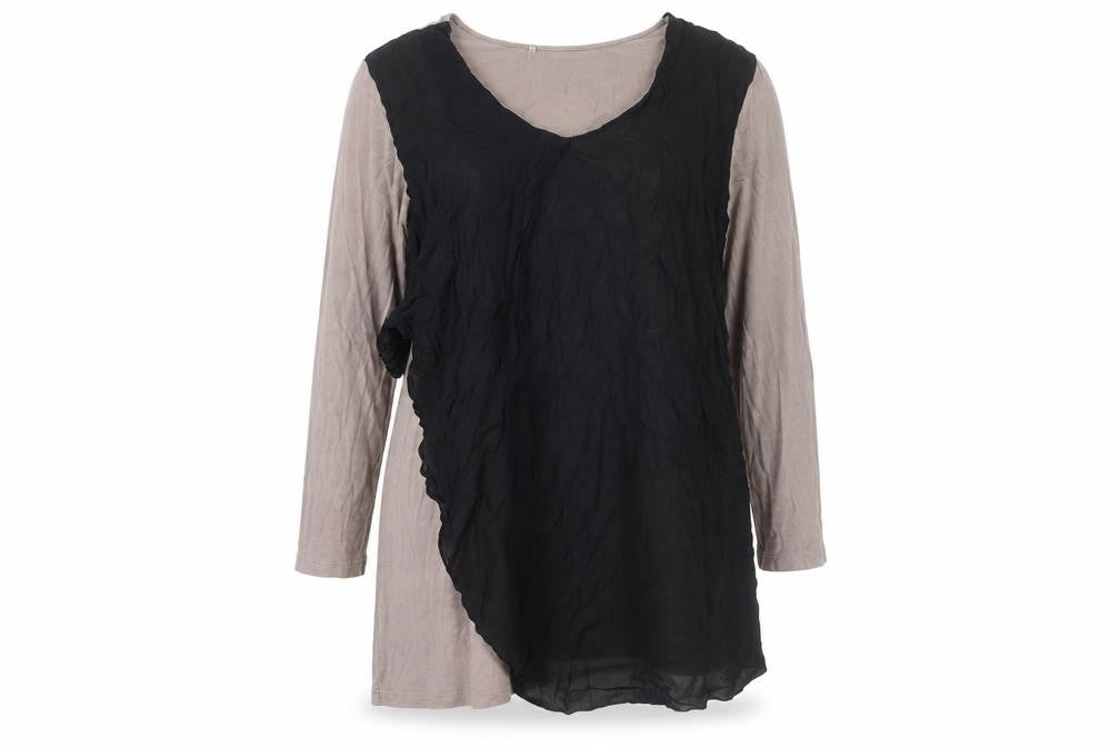 Marella Women’s Black Beige XL Tunic Blouse Viscose Blend