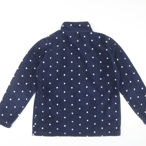 Isle Women Blue Polka Dot Fleece Zip Jacket Size 14