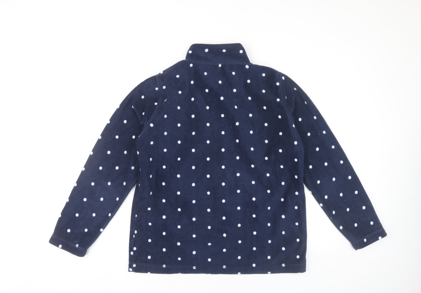 Isle Women Blue Polka Dot Fleece Zip Jacket Size 14