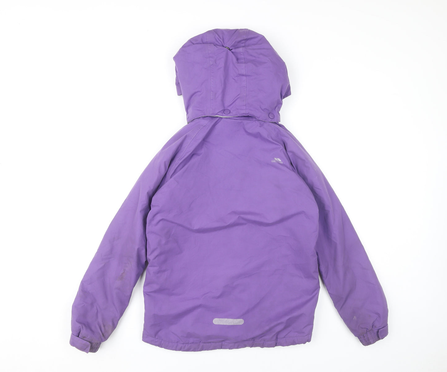 Trespass Girls Purple Waterproof Hooded Rain Coat Jacket Size 9-10 Years