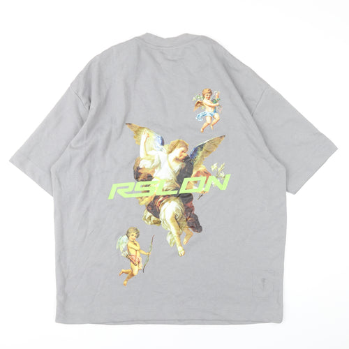 Rose London Unisex Grey Graphic Angel Print T-Shirt Size M
