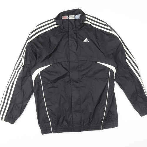 Adidas Boys Black Track Jacket 13-14 Yrs Lightweight Full Zip Sports Top