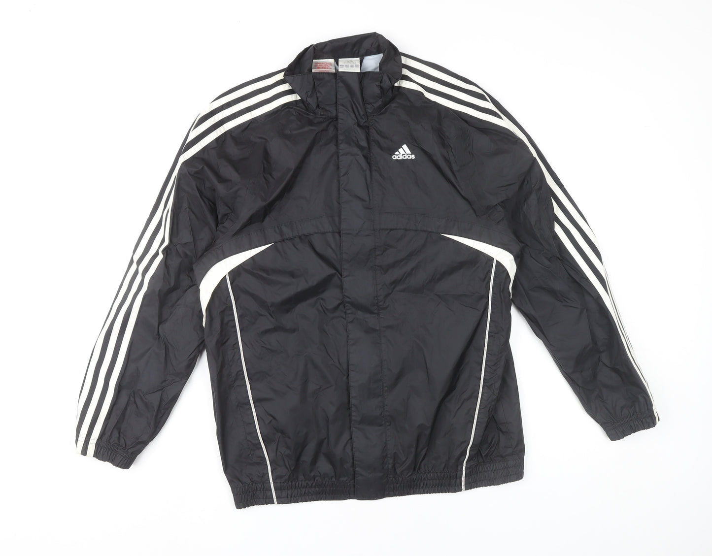 Adidas Boys Black Track Jacket 13-14 Yrs Lightweight Full Zip Sports Top