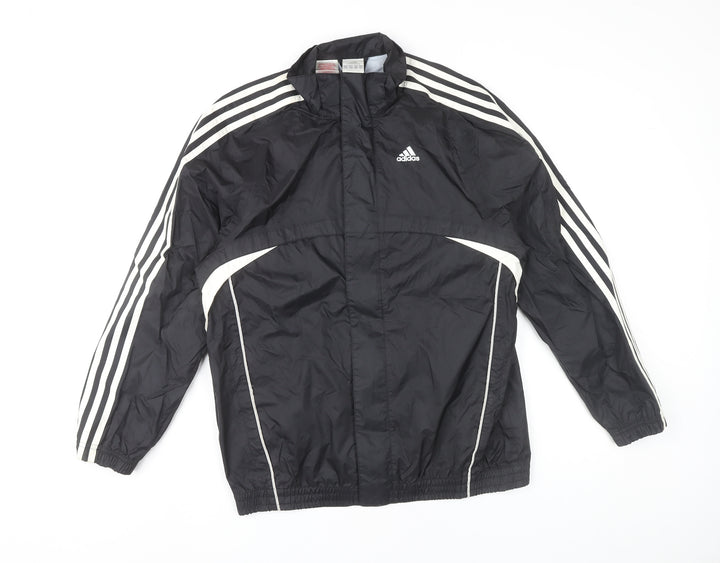 Adidas Boys Black Track Jacket 13-14 Yrs Lightweight Full Zip Sports Top