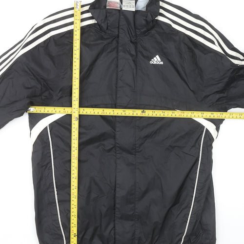 Adidas Boys Black Track Jacket 13-14 Yrs Lightweight Full Zip Sports Top
