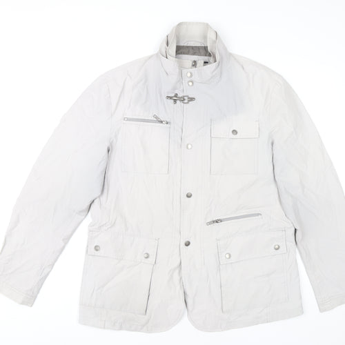 Ascot Sport Men Grey Mid-Length Military Jacket Size M Outdoor Zip Pockets