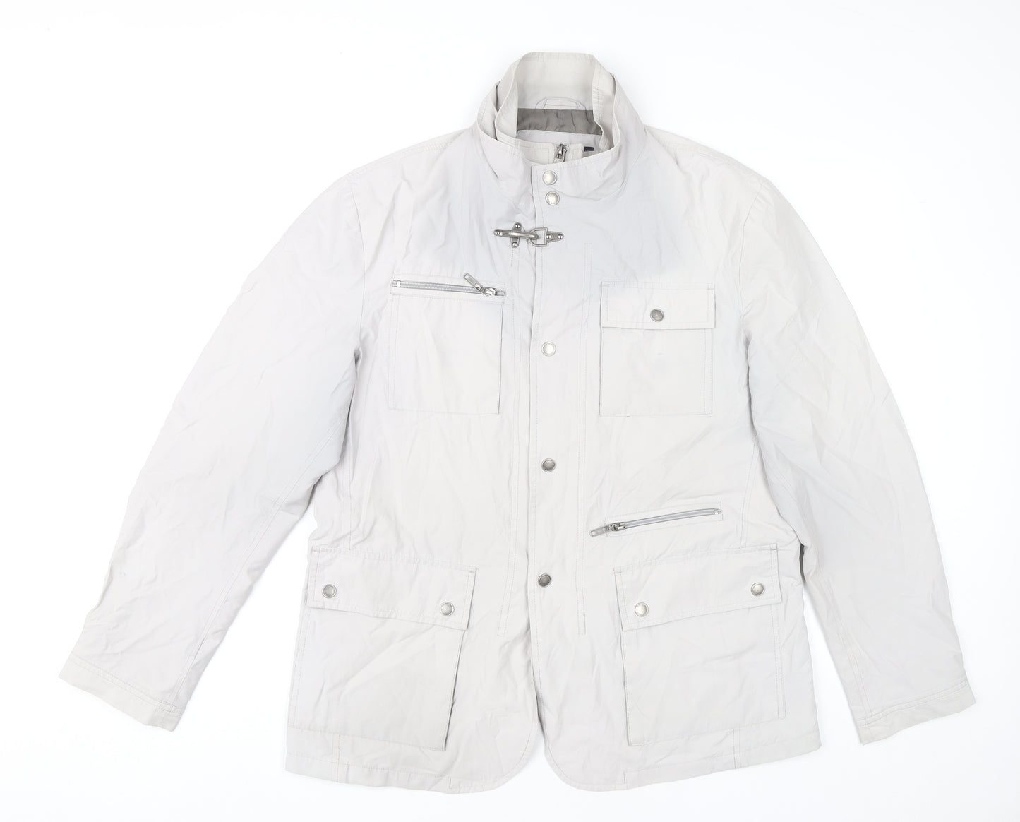 Ascot Sport Men Grey Mid-Length Military Jacket Size M Outdoor Zip Pockets
