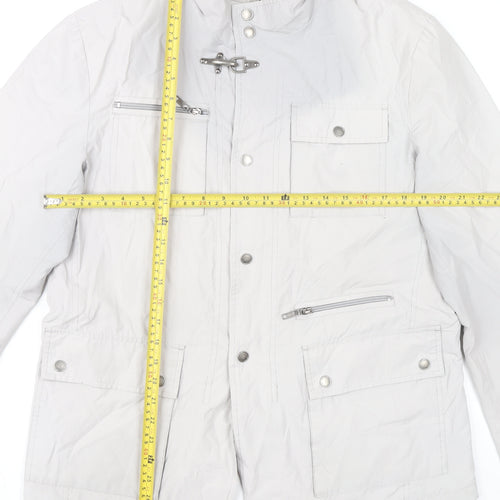 Ascot Sport Men Grey Mid-Length Military Jacket Size M Outdoor Zip Pockets