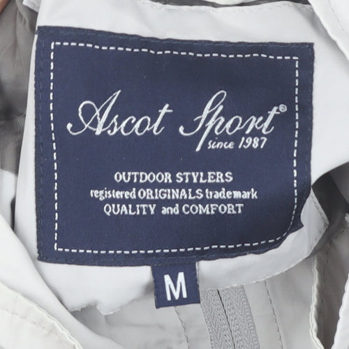 Ascot Sport Men Grey Mid-Length Military Jacket Size M Outdoor Zip Pockets