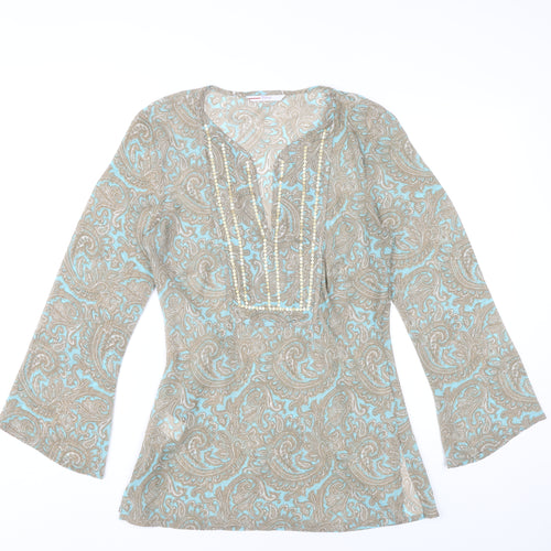 Papaya Women’s Multicoloured Paisley Beaded Tunic Blouse Size 12