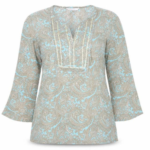 Papaya Women’s Multicoloured Paisley Beaded Tunic Blouse Size 12