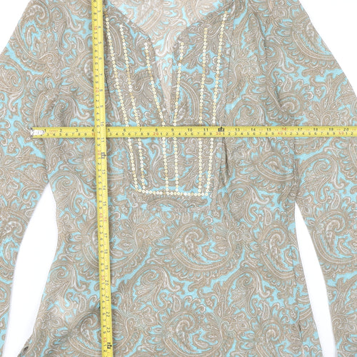 Papaya Women’s Multicoloured Paisley Beaded Tunic Blouse Size 12