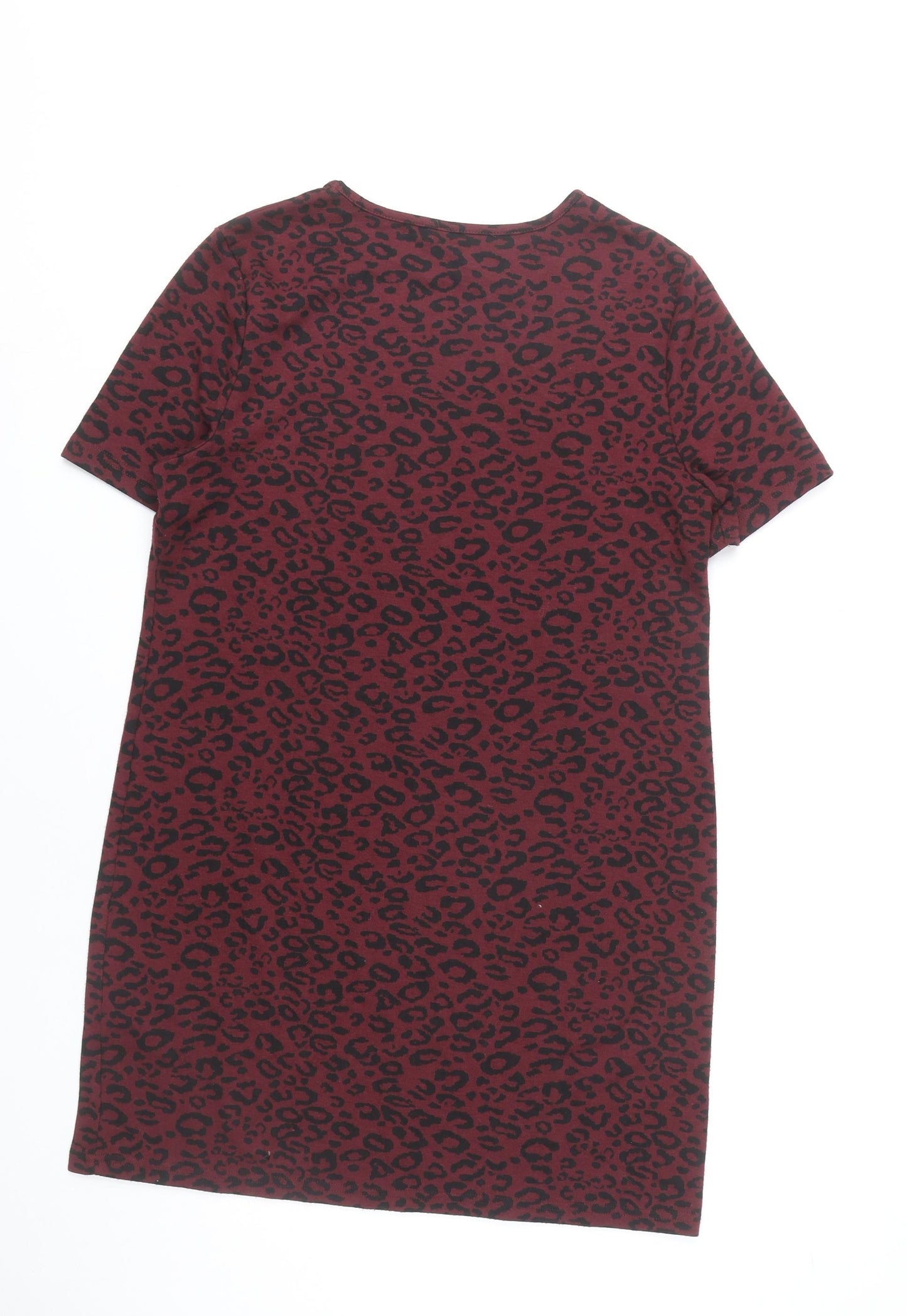 New Look Women's Red Leopard Print T-Shirt Dress Size 14