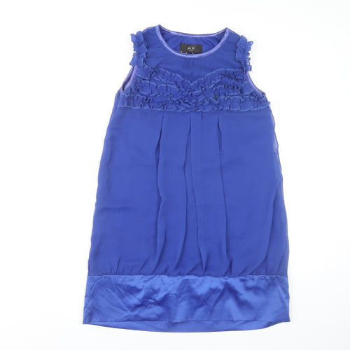 AX Paris Women Blue Size 10 Shift Party Dress Sleeveless Ruffle