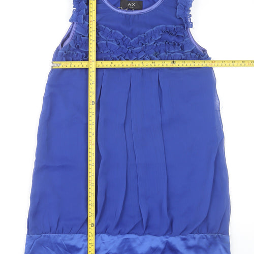 AX Paris Women Blue Size 10 Shift Party Dress Sleeveless Ruffle