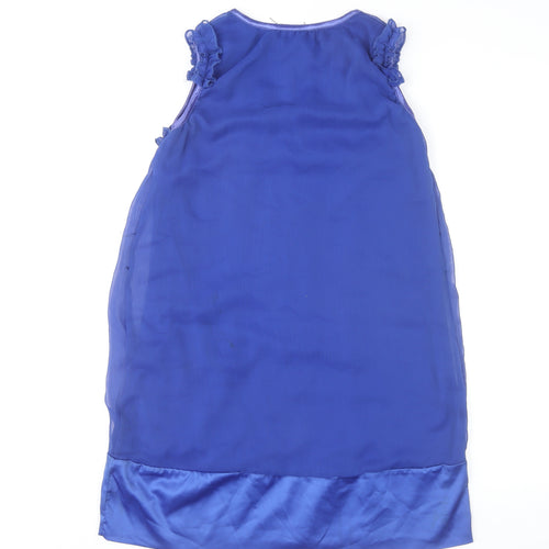 AX Paris Women Blue Size 10 Shift Party Dress Sleeveless Ruffle