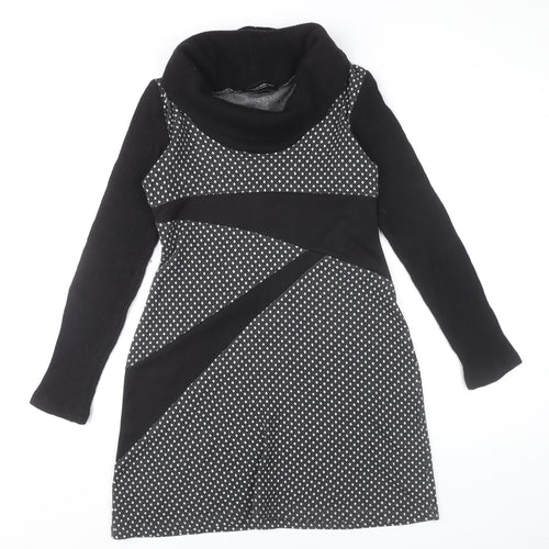 Costanza Della Valle Womens Grey Black Shift Dress Size 14 Wool Blend
