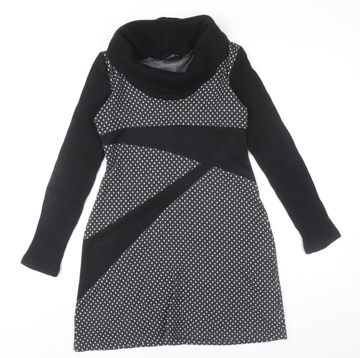 Costanza Della Valle Womens Grey Black Shift Dress Size 14 Wool Blend