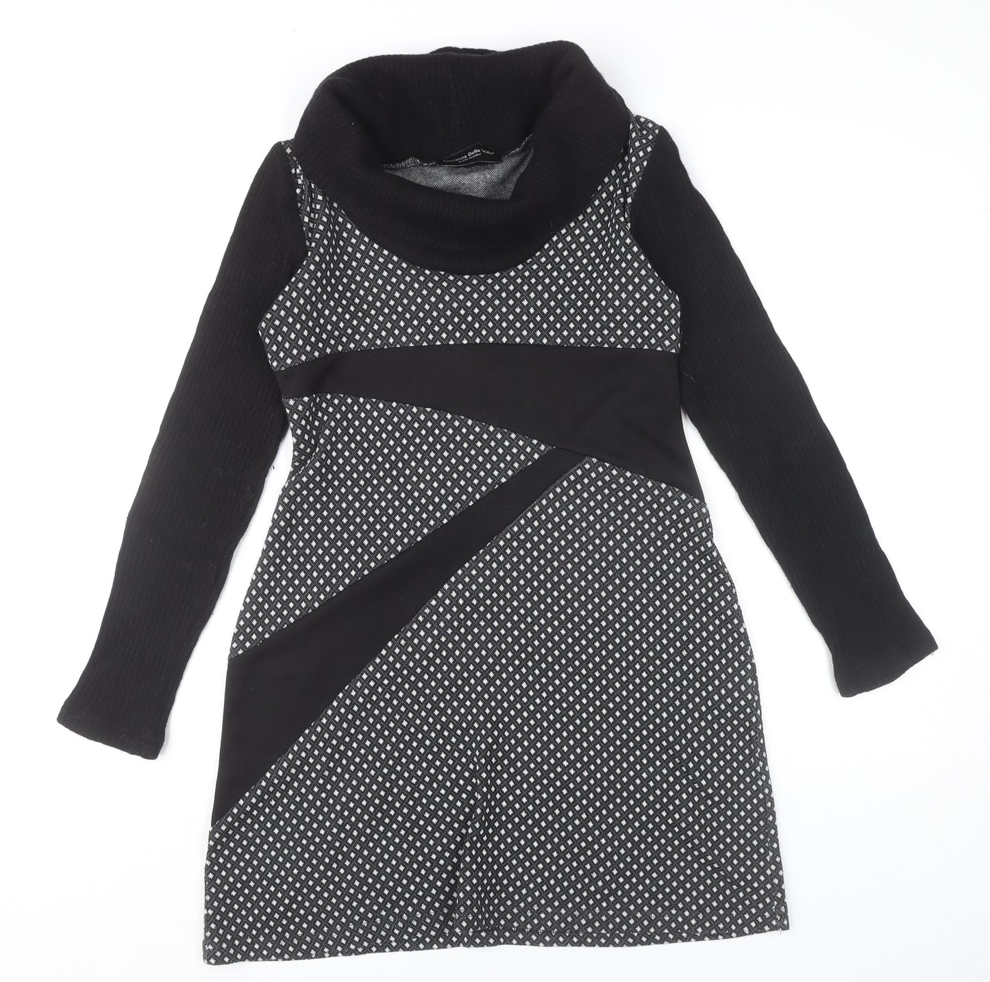 Costanza Della Valle Womens Grey Black Shift Dress Size 14 Wool Blend