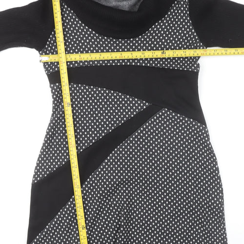Costanza Della Valle Womens Grey Black Shift Dress Size 14 Wool Blend