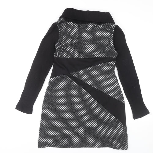 Costanza Della Valle Womens Grey Black Shift Dress Size 14 Wool Blend
