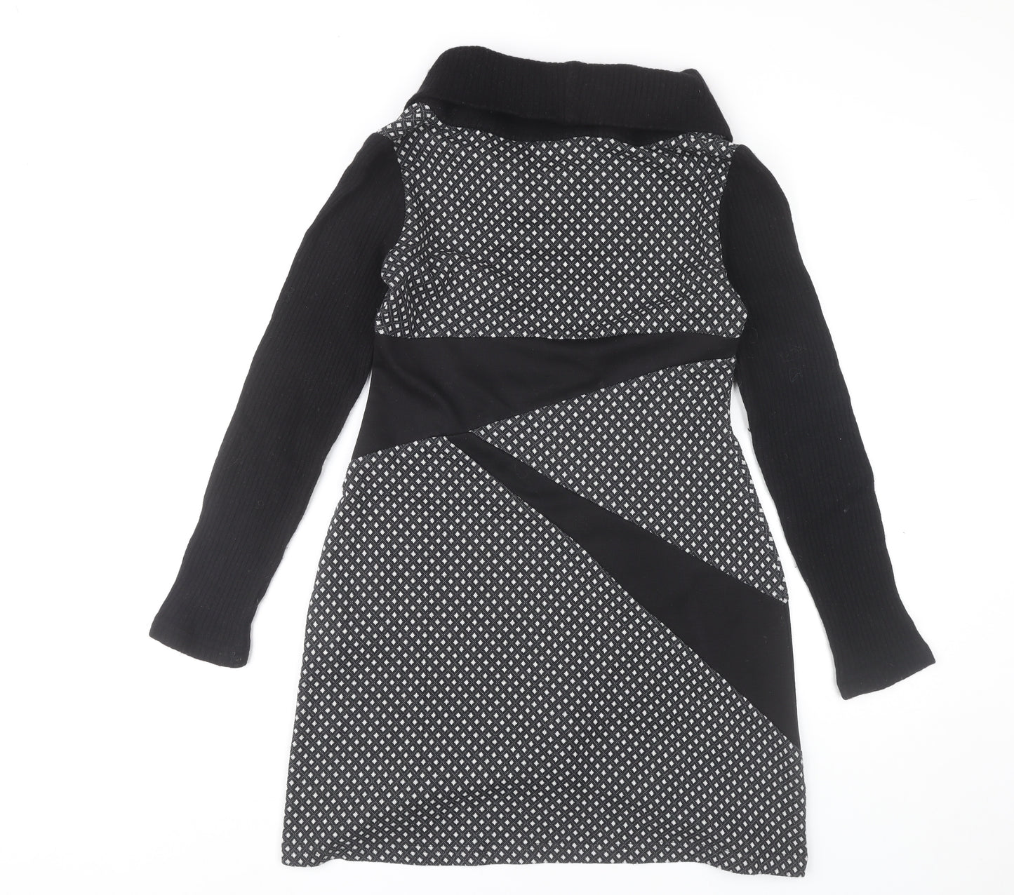 Costanza Della Valle Womens Grey Black Shift Dress Size 14 Wool Blend