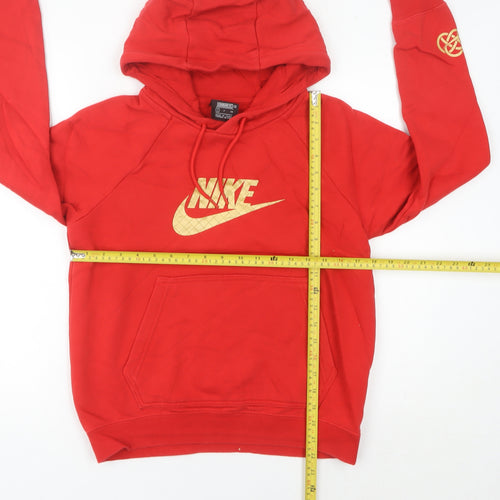 Nike Women's Red Hoodie Size 6 Cotton Blend Pullover Sweatshirt