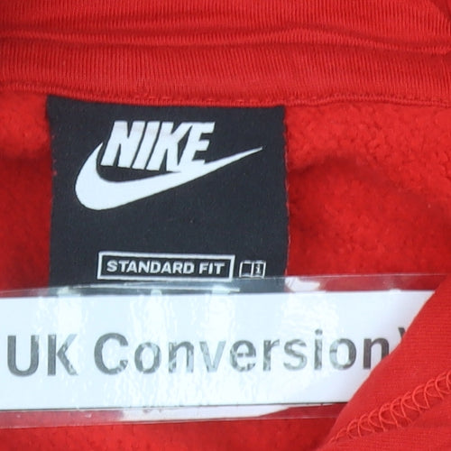 Nike Women's Red Hoodie Size 6 Cotton Blend Pullover Sweatshirt
