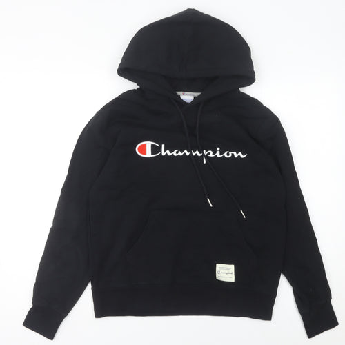 Champion Womens Black Hoodie Size 8 Small Logo Pullover Sweatshirt