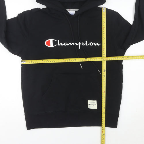 Champion Womens Black Hoodie Size 8 Small Logo Pullover Sweatshirt