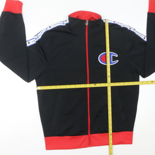 Champion Men’s Black Red Track Jacket M Full Zip Polyester