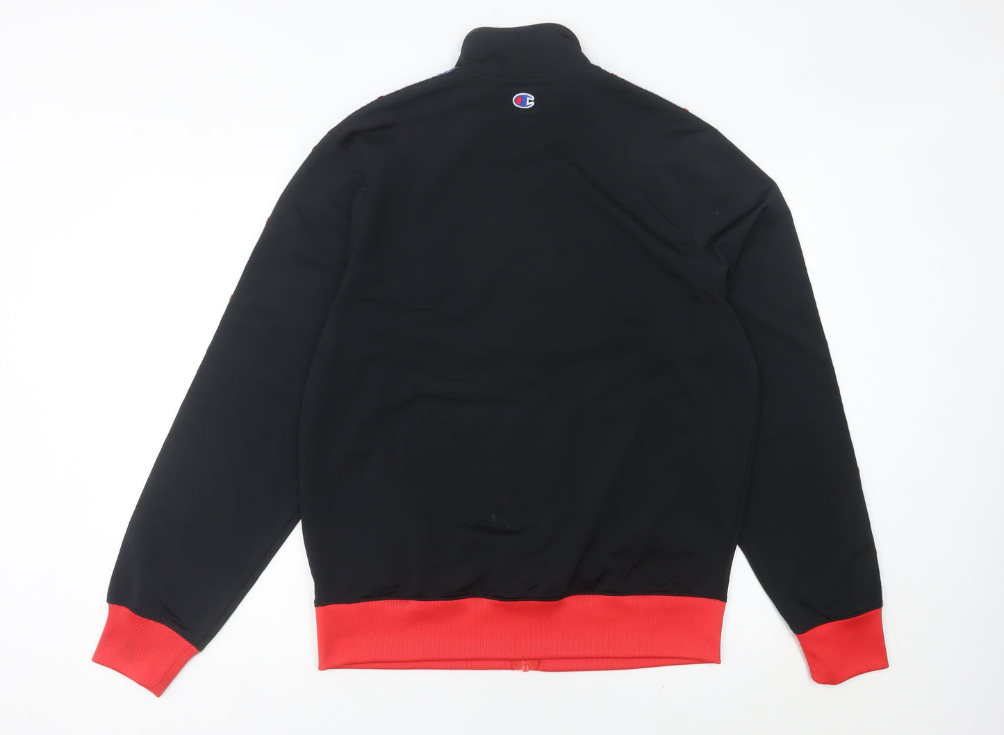 Champion Men’s Black Red Track Jacket M Full Zip Polyester