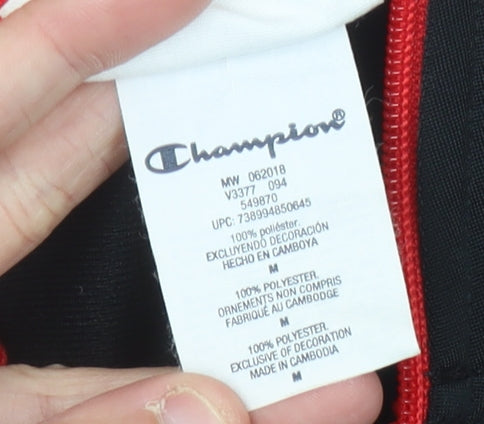Champion Men’s Black Red Track Jacket M Full Zip Polyester
