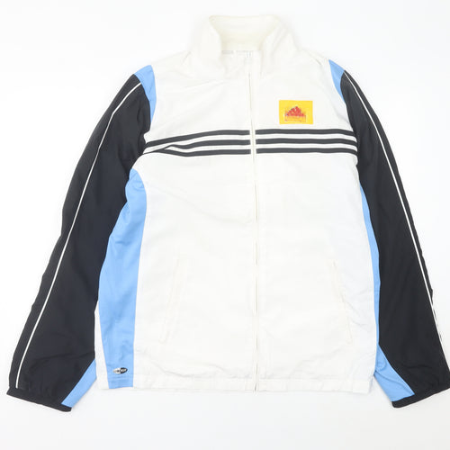 Adidas Men White Blue Track Jacket China Print Size M Full Zip Sportswear