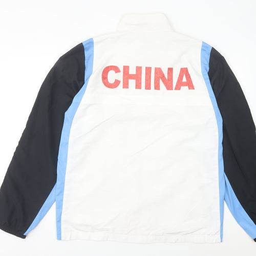 Adidas Men White Blue Track Jacket China Print Size M Full Zip Sportswear