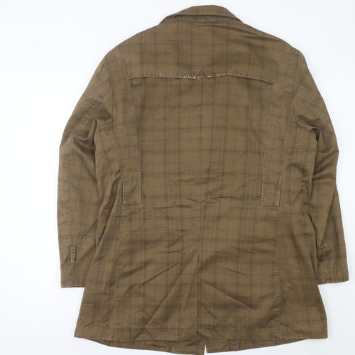 Jeep Men's Brown Check Cotton Overcoat L Regular Fit Casual