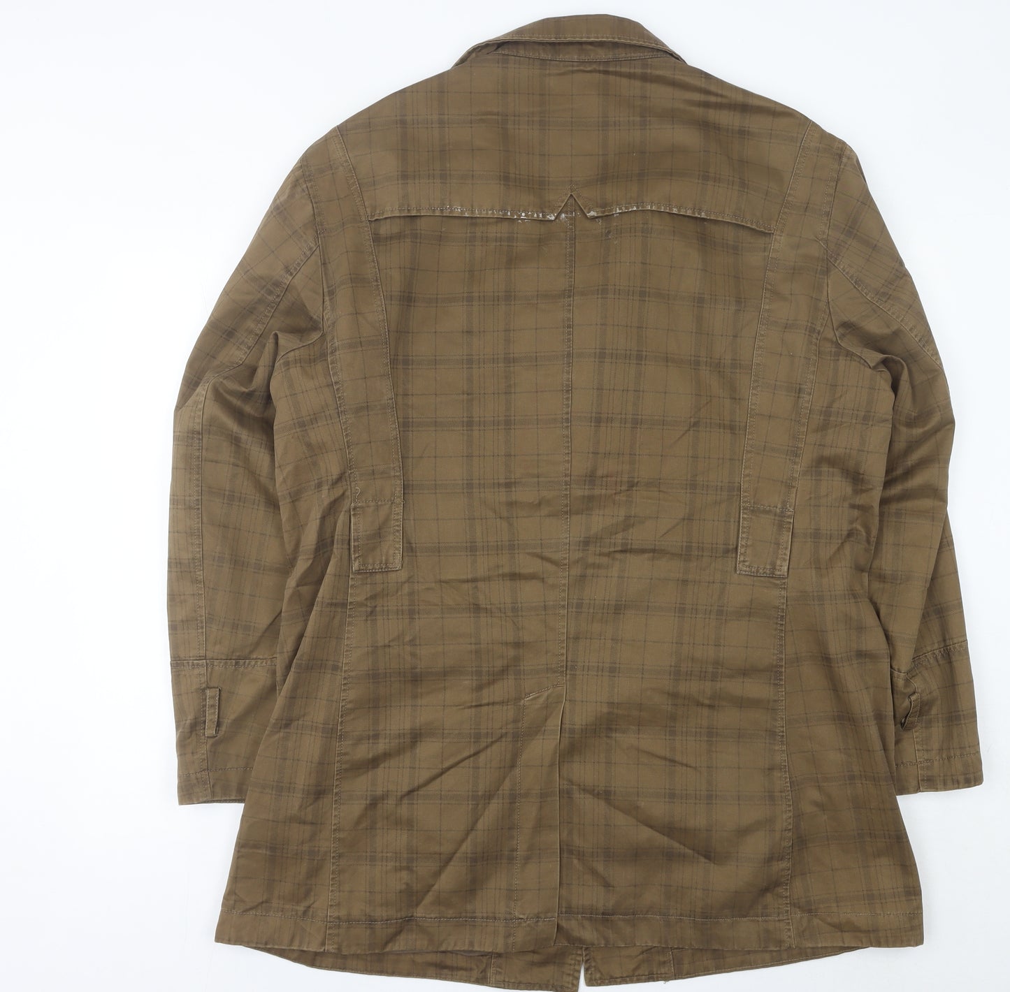 Jeep Men's Brown Check Cotton Overcoat L Regular Fit Casual