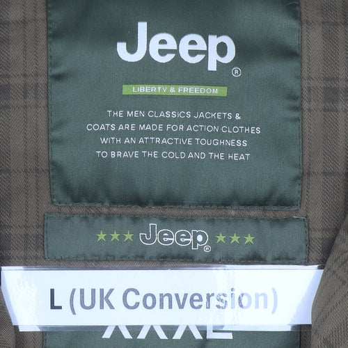 Jeep Men's Brown Check Cotton Overcoat L Regular Fit Casual